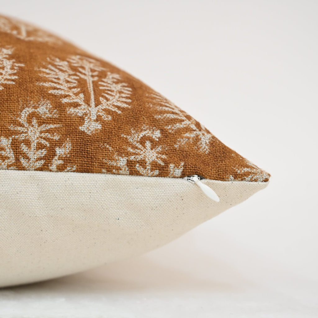 Trinity Ivory Linen Block Print Pillow Cover