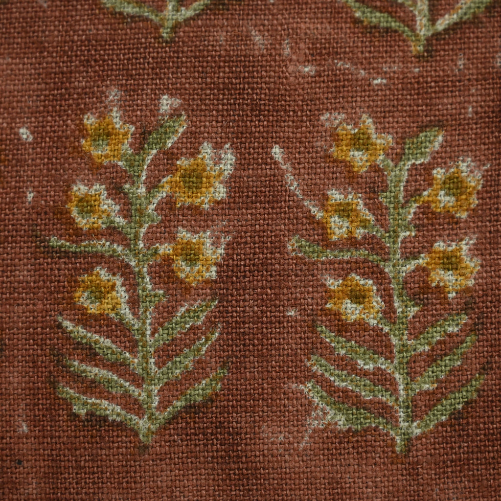 Diana Mustard Linen Block Print Pillow Cover