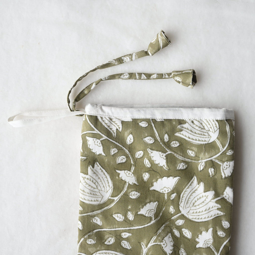 Olive Lotus Print Christmas Stocking