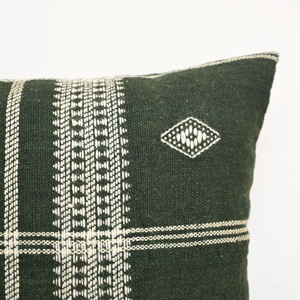 Scott Artisanal Green Fringed Cushion