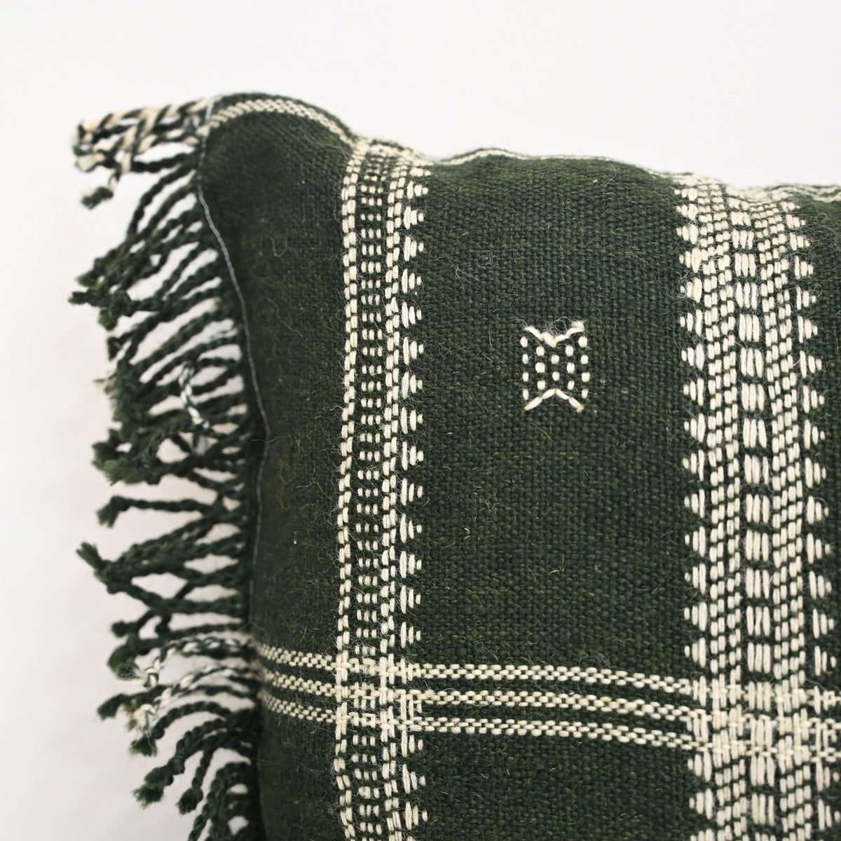 Scott Artisanal Green Fringed Cushion