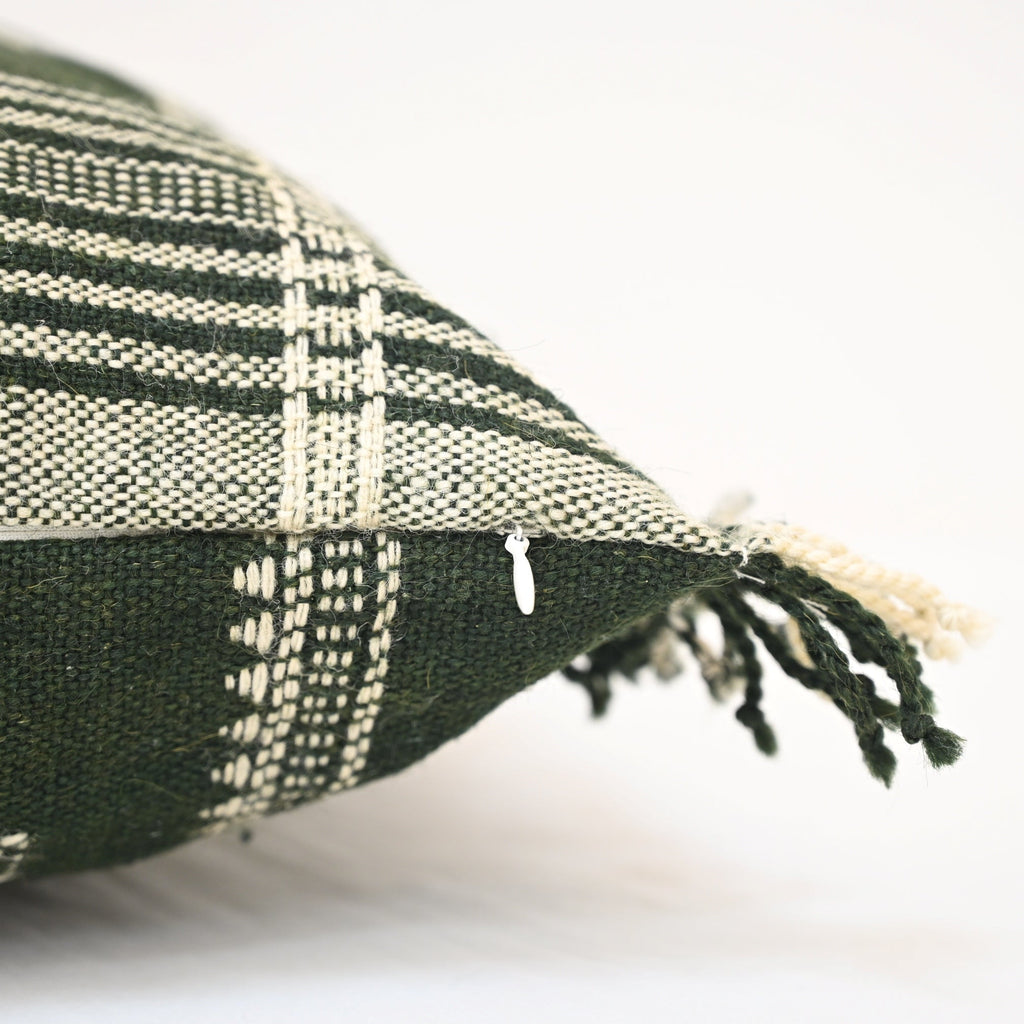 Scott Artisanal Green Fringed Cushion