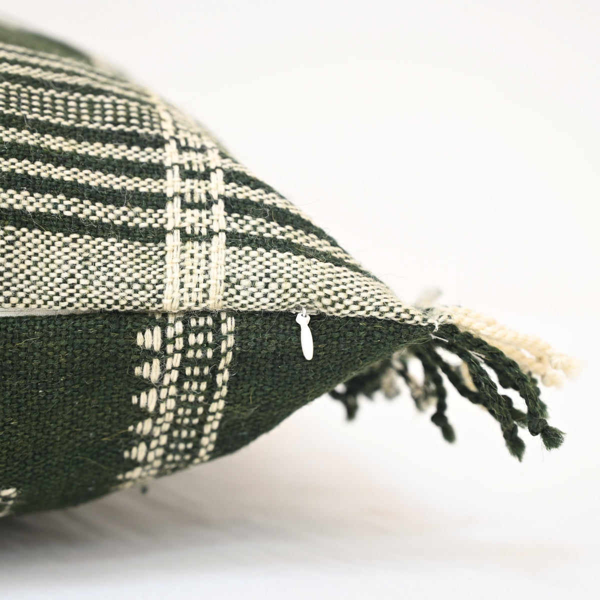 Scott Artisanal Green Fringed Cushion