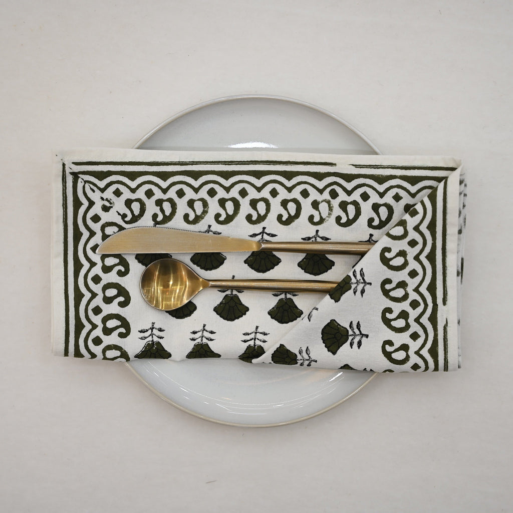 Vintage Sage Paisley Cloth Napkin