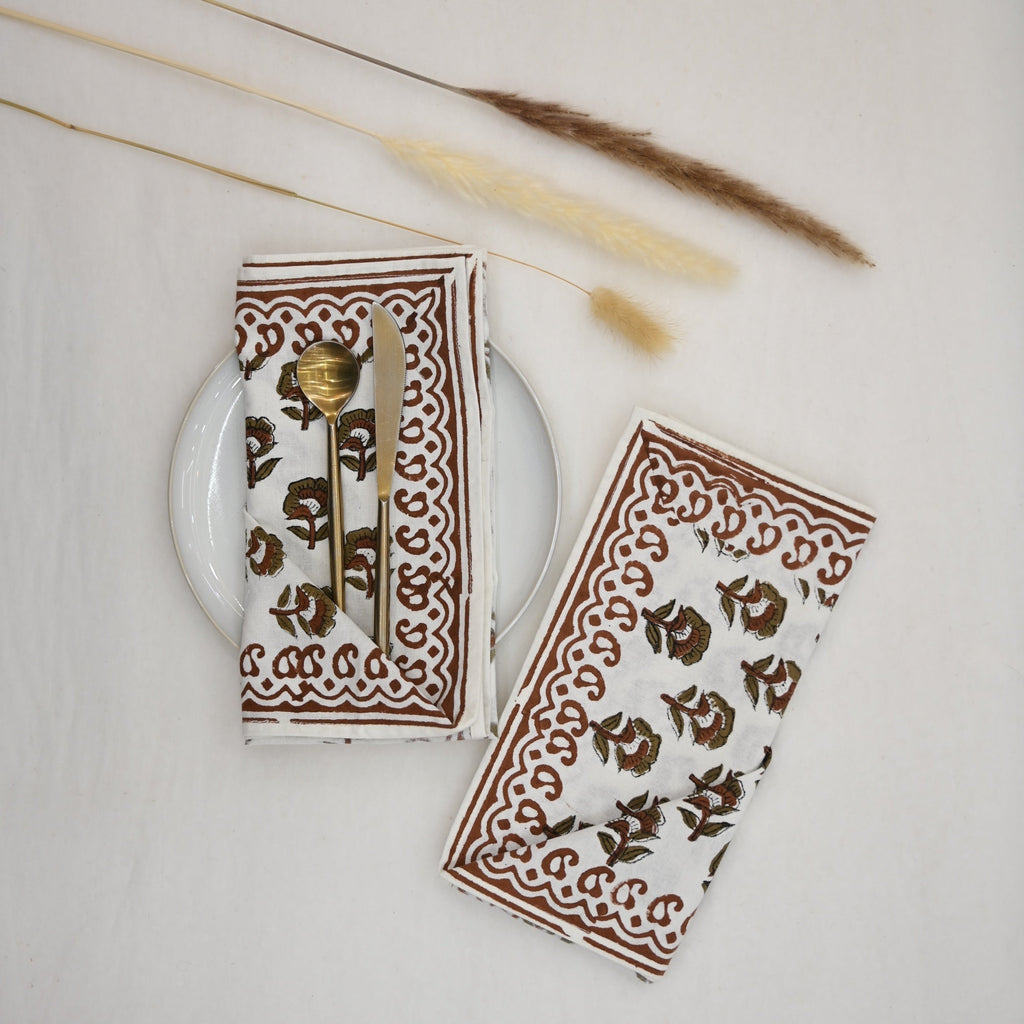 Chestnut Floral Paisley Dinner Napkin