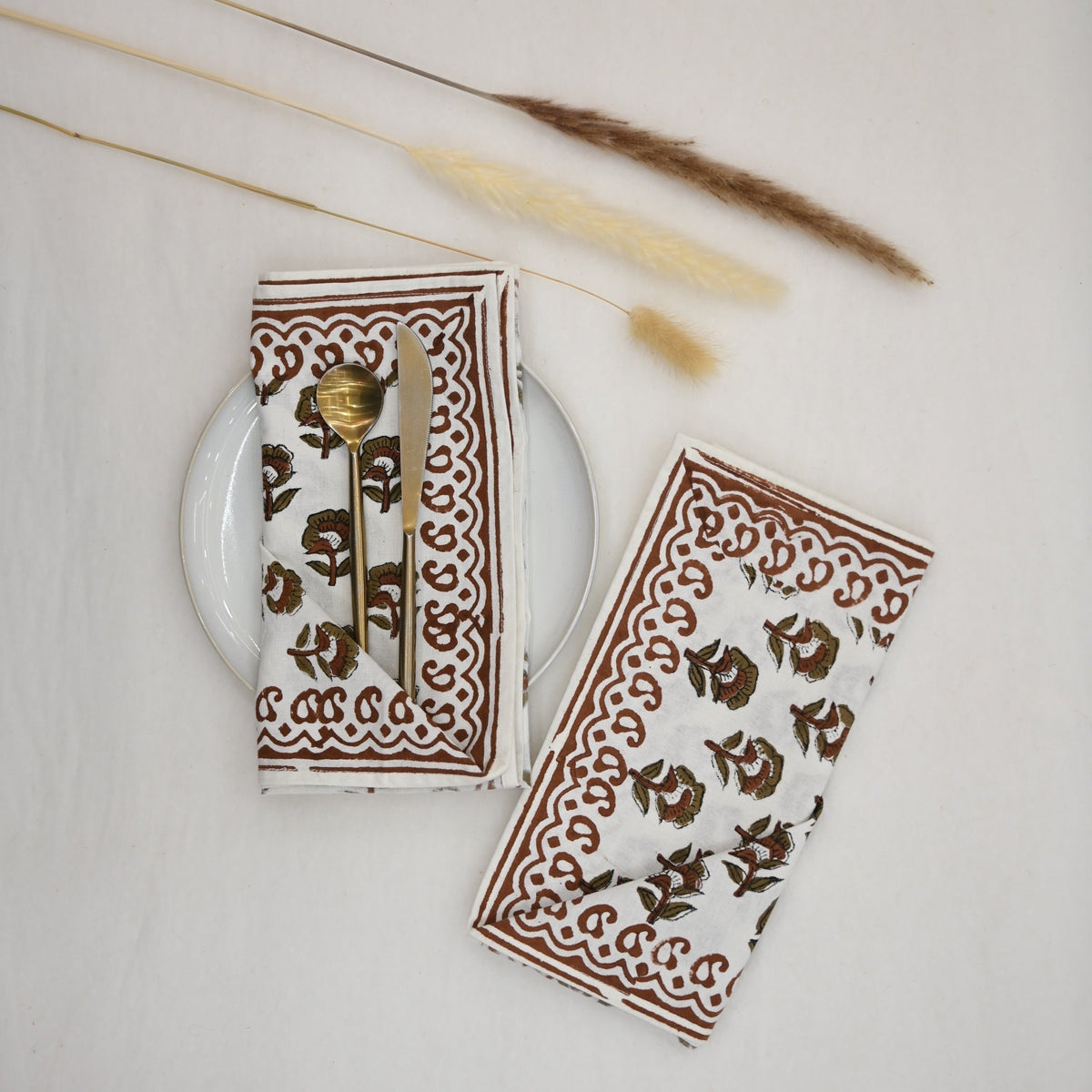 Chestnut Floral Paisley Dinner Napkin