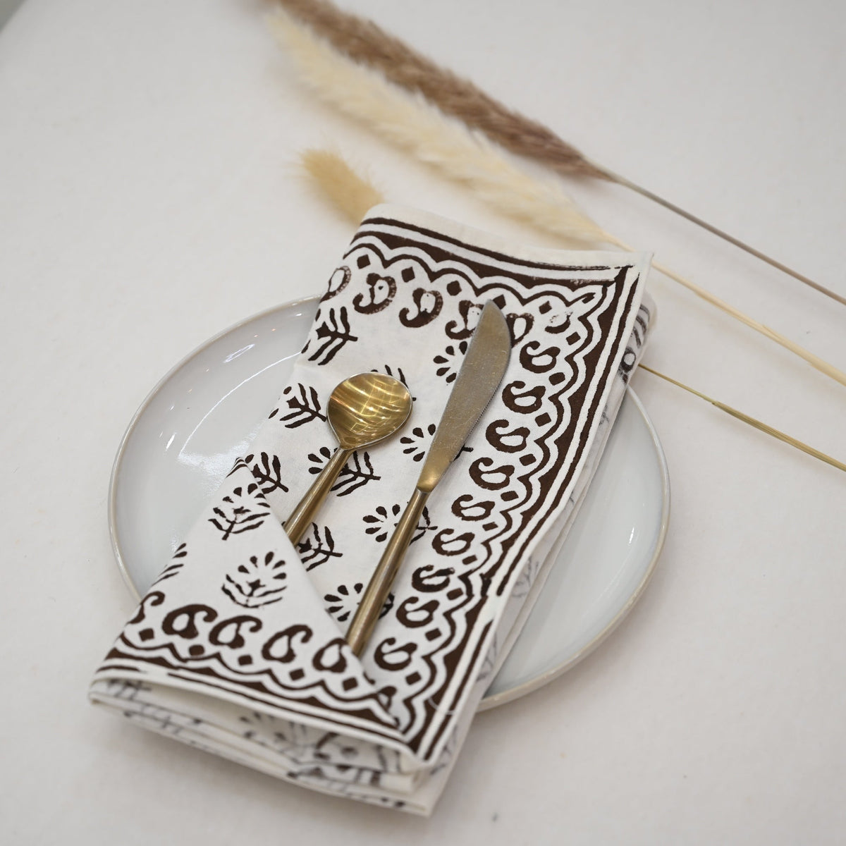 Blackish Brown Motif Dinner Napkin