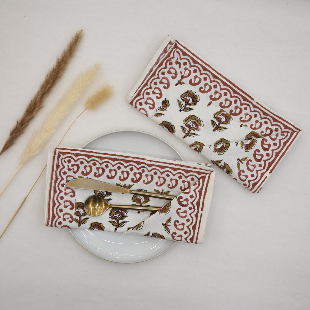 Spice Floral Motif Dinner Napkin