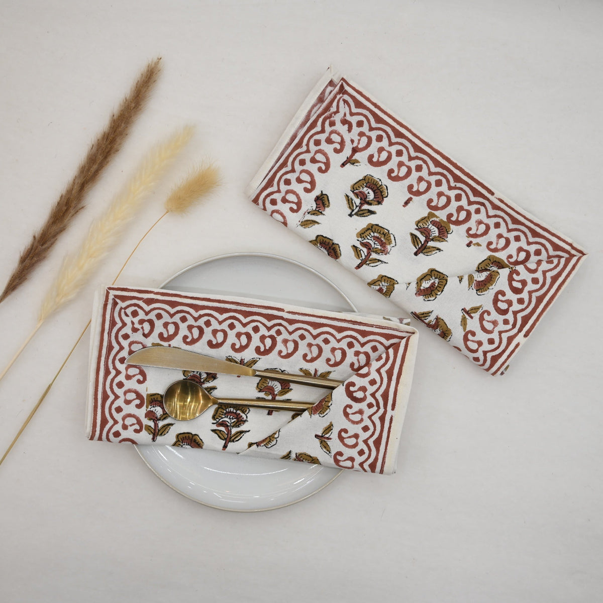 Spice Floral Motif Dinner Napkin