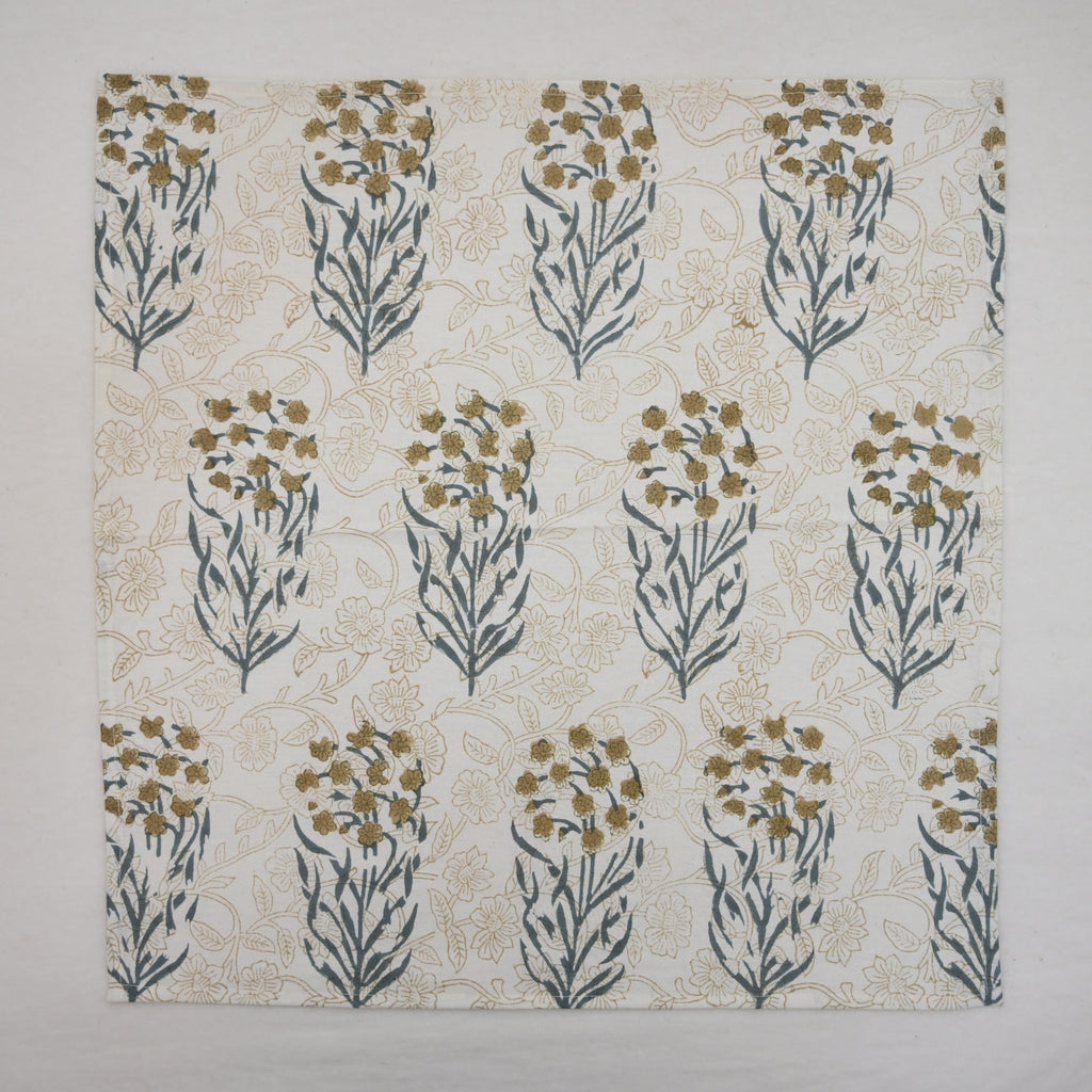 Ochre Wildflower Block Print Napkin