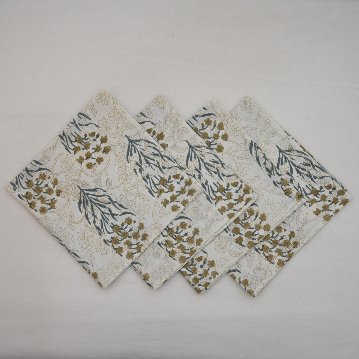Ochre Wildflower Block Print Napkin