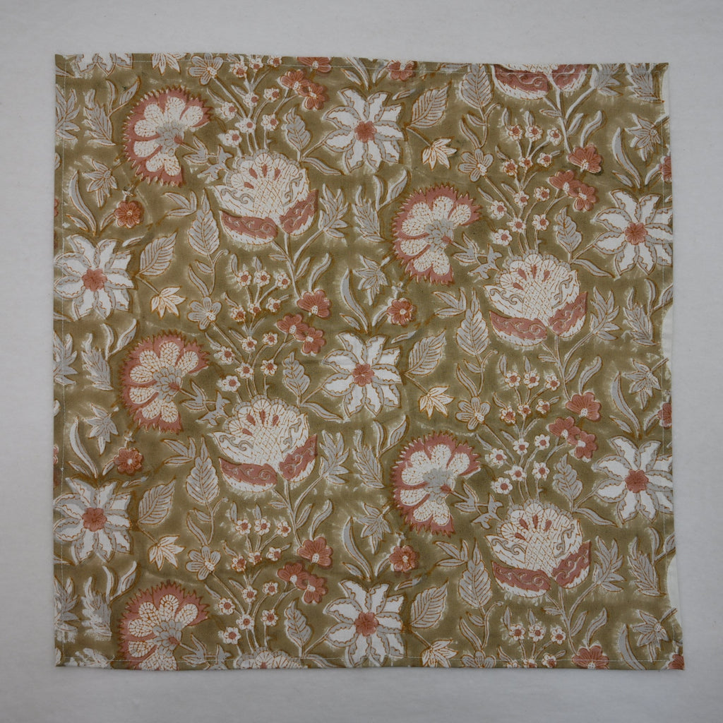 Olive Dusty Rose Botanical Napkin
