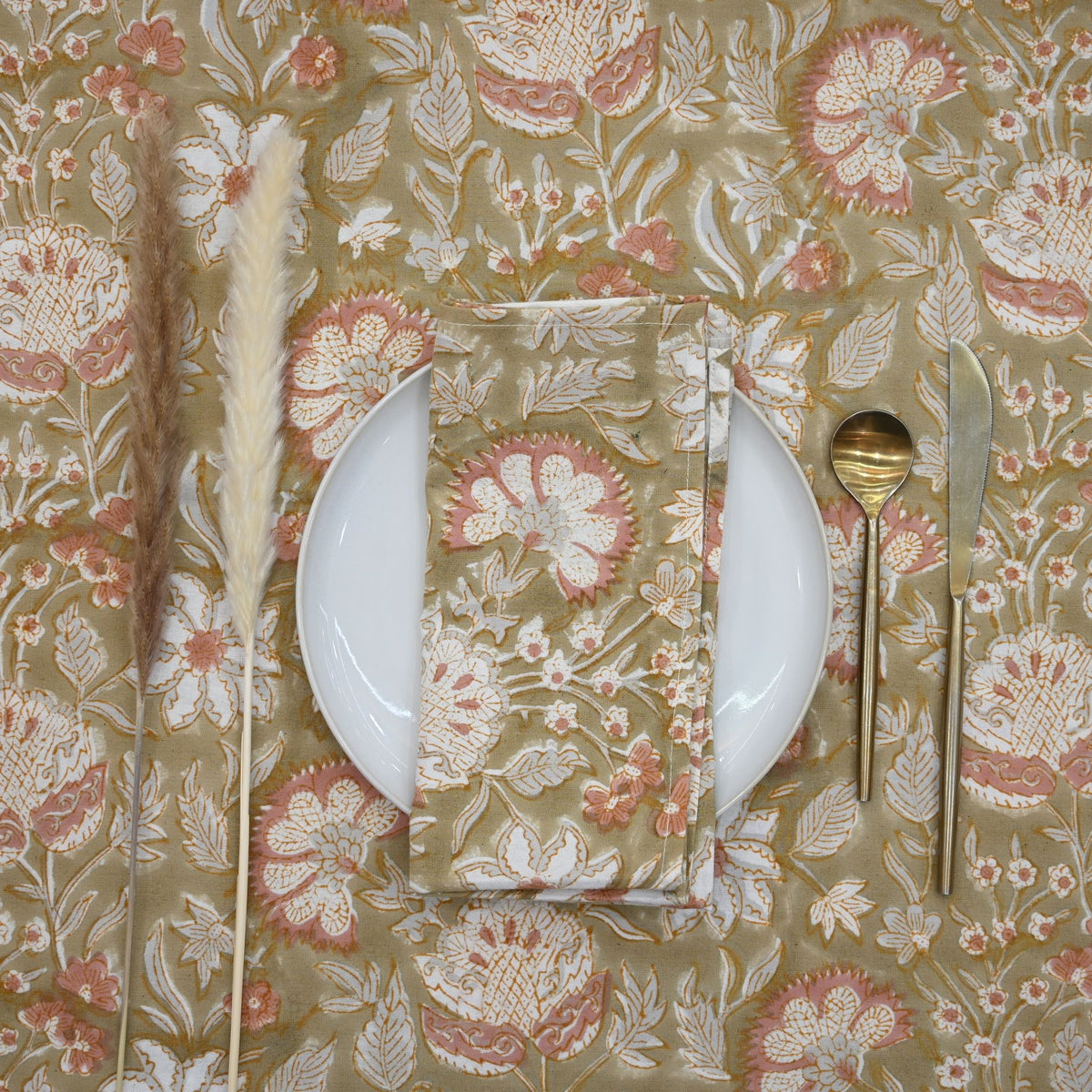 Olive Dusty Rose Botanical Napkin
