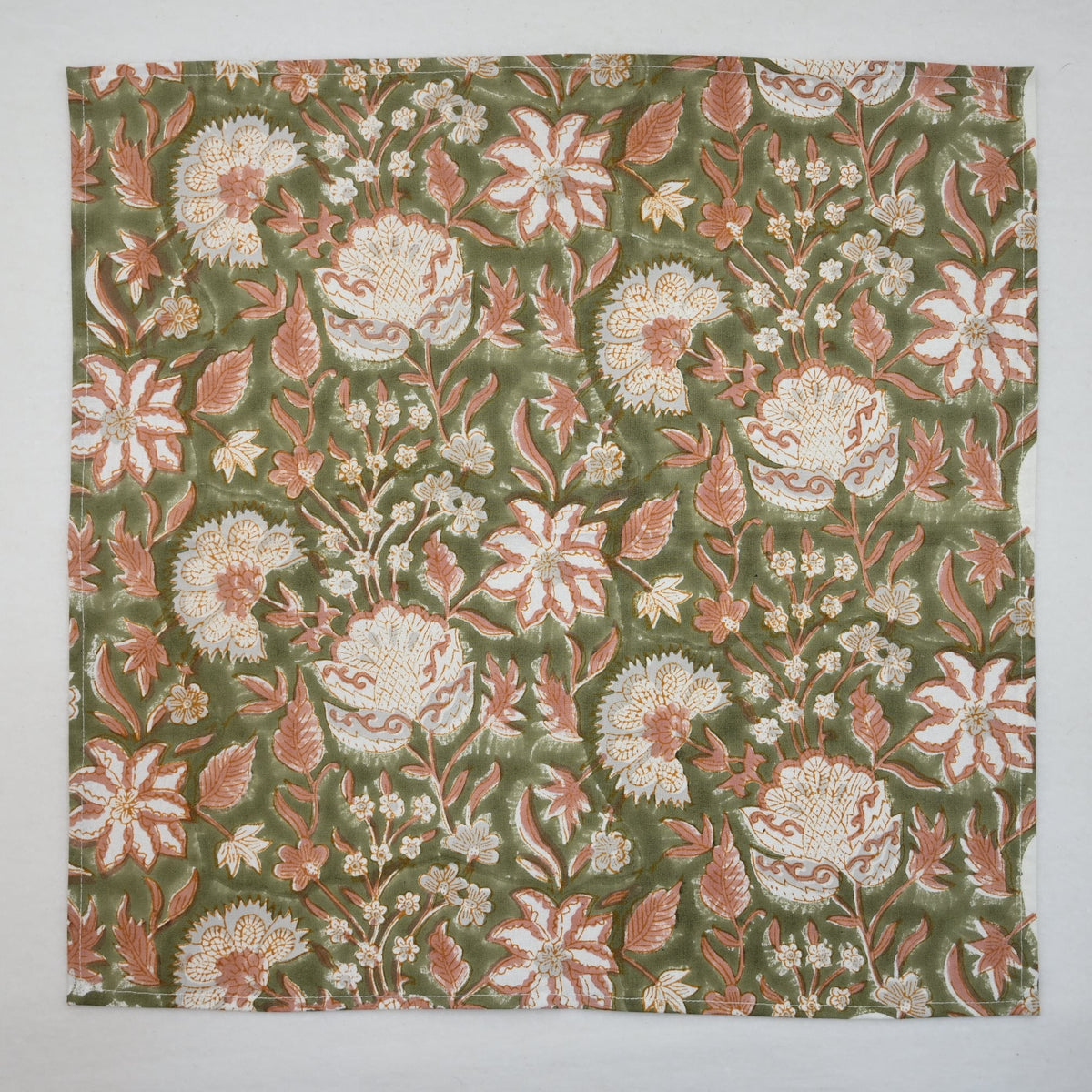Moss Green Floral Cloth Napkin
