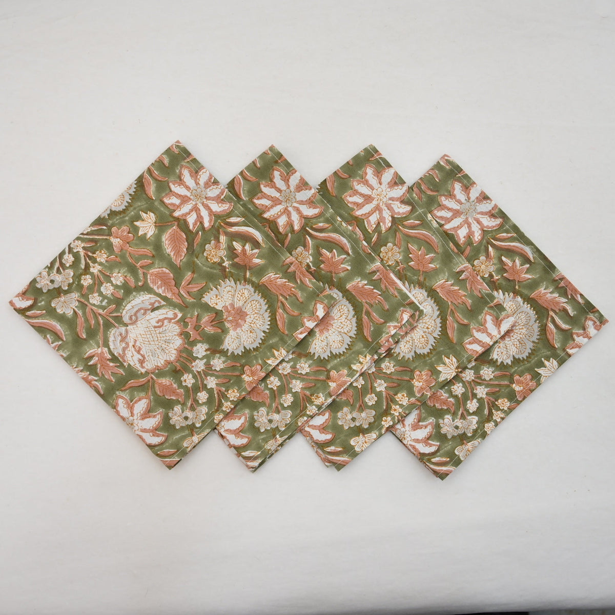 Moss Green Floral Cloth Napkin