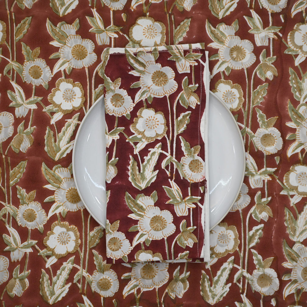 Vintage Maroon Floral Dinner Napkin