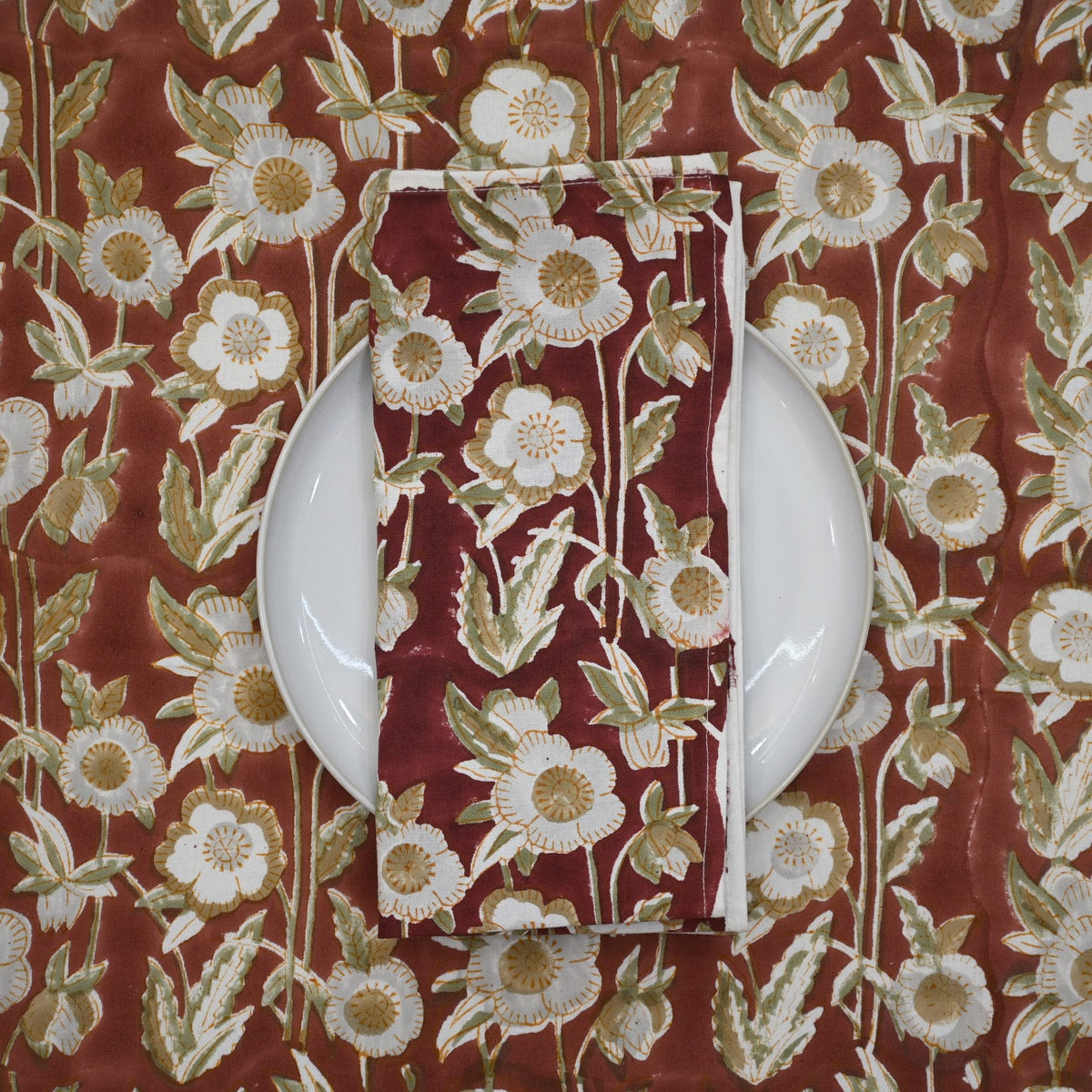 Vintage Maroon Floral Dinner Napkin