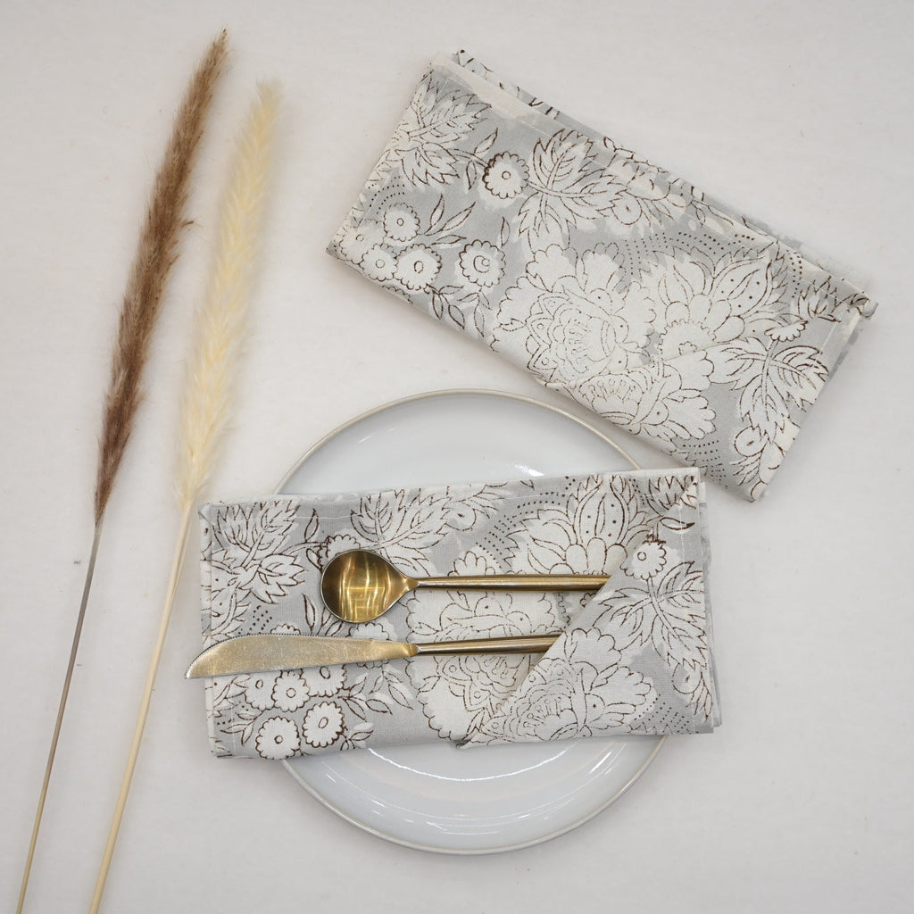 Light Grey Botanical Table Napkin