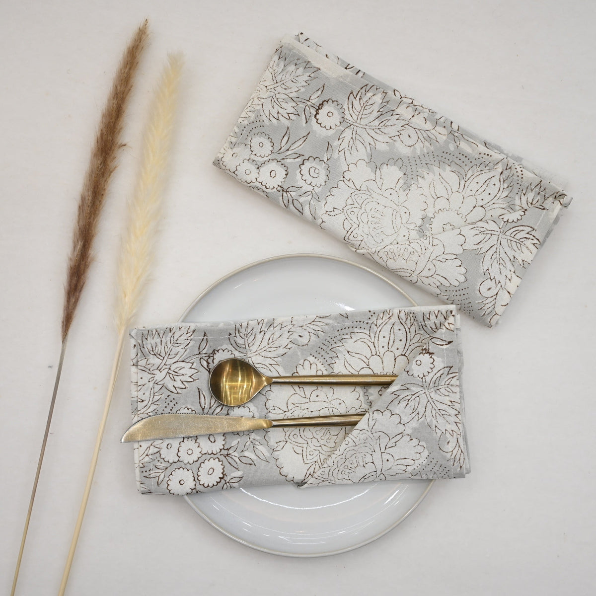 Light Grey Botanical Table Napkin