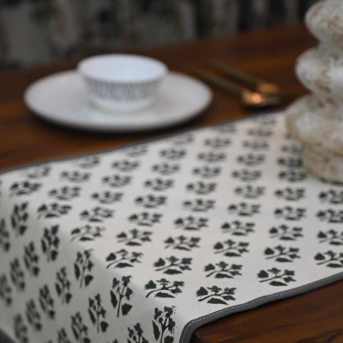 Nevle Black Cotton Table Runner
