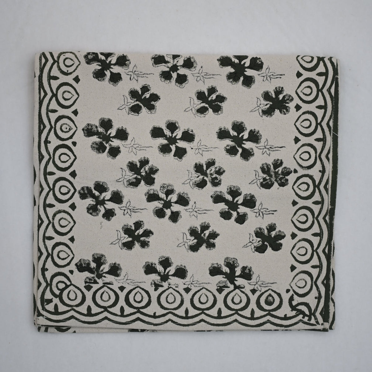 Olra Jet Black Cotton Table Runner
