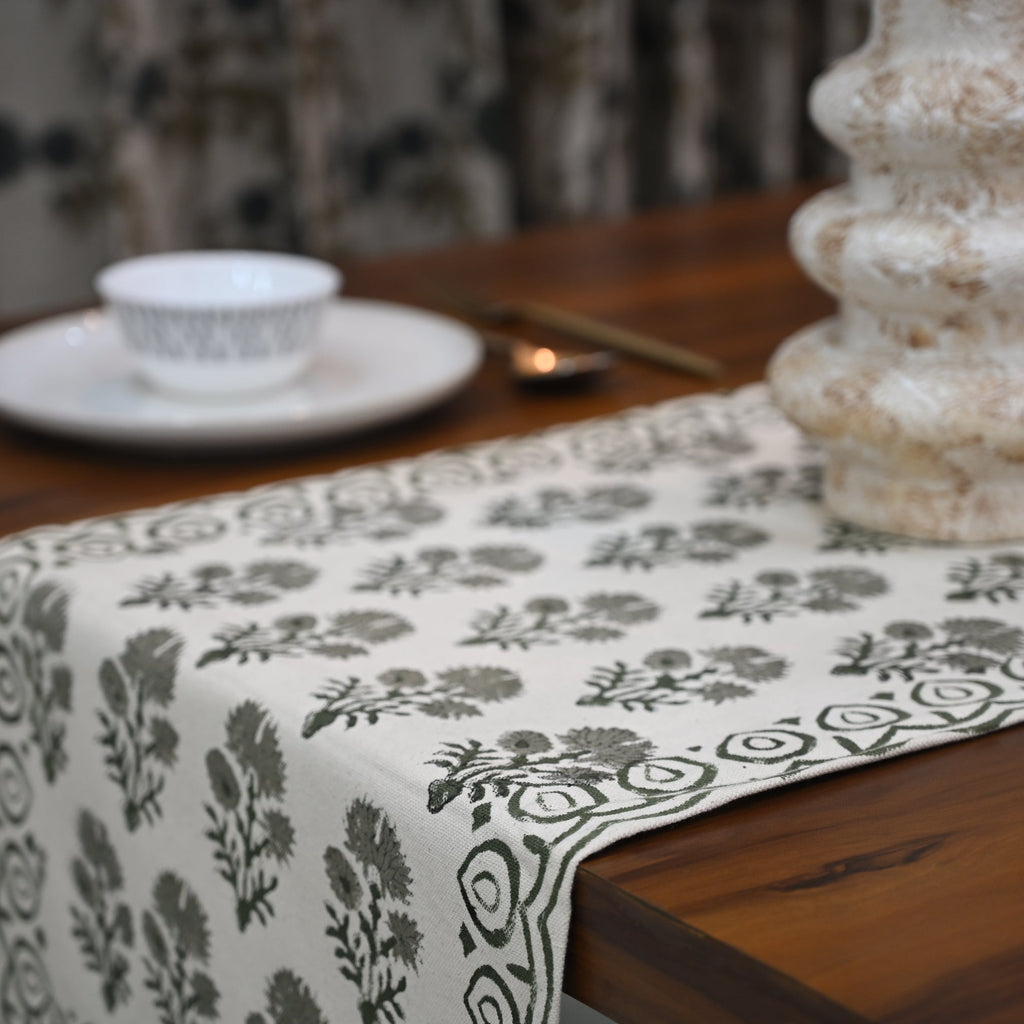 Nevas Slate Cotton Table Runner