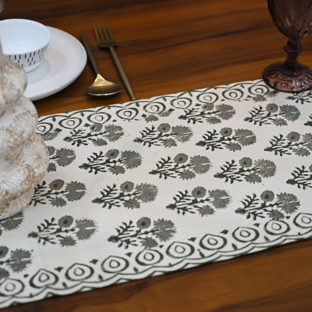 Nevas Slate Cotton Table Runner