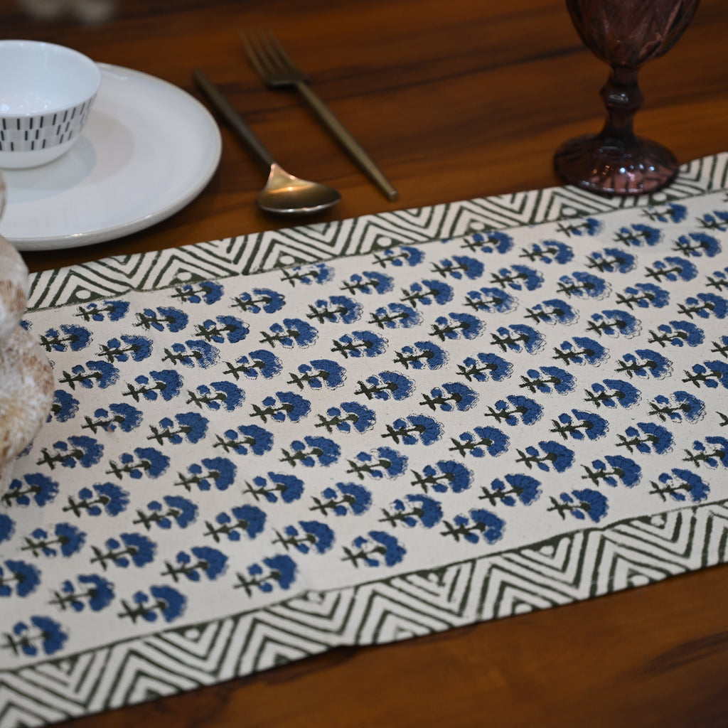 Arave Indigo Cotton Table Runner