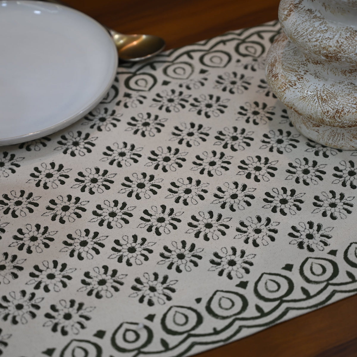 Navol  Ivory Cotton Table Runner