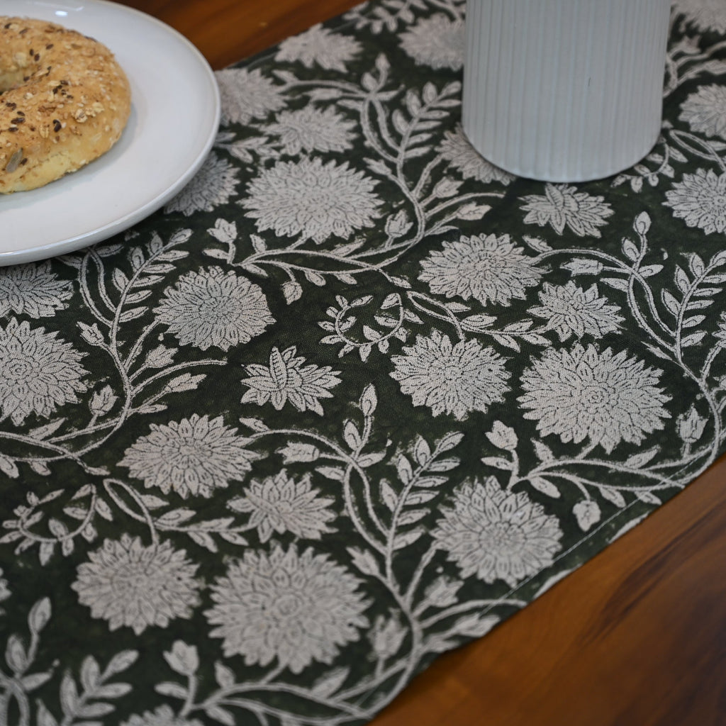 Aleva Silver Cotton Table Runner
