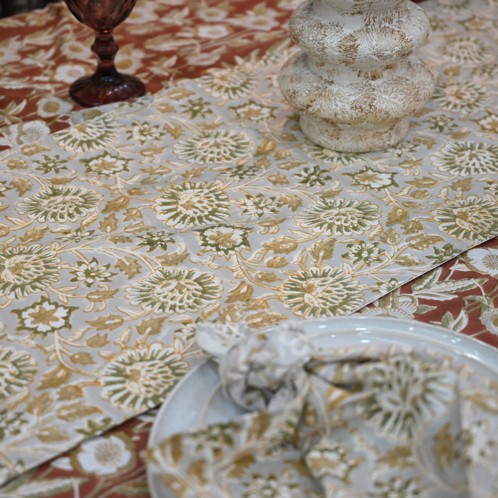 Aroiv Ochre Cotton Table Runner