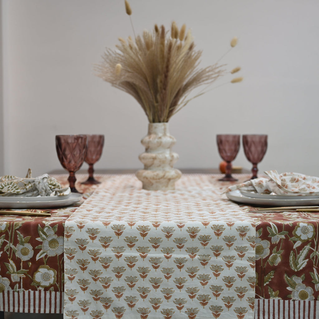 Oriak Blush Pink Cotton Table Runner