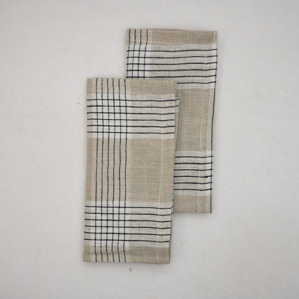 Emmett Checked Linen Dinner Napkin