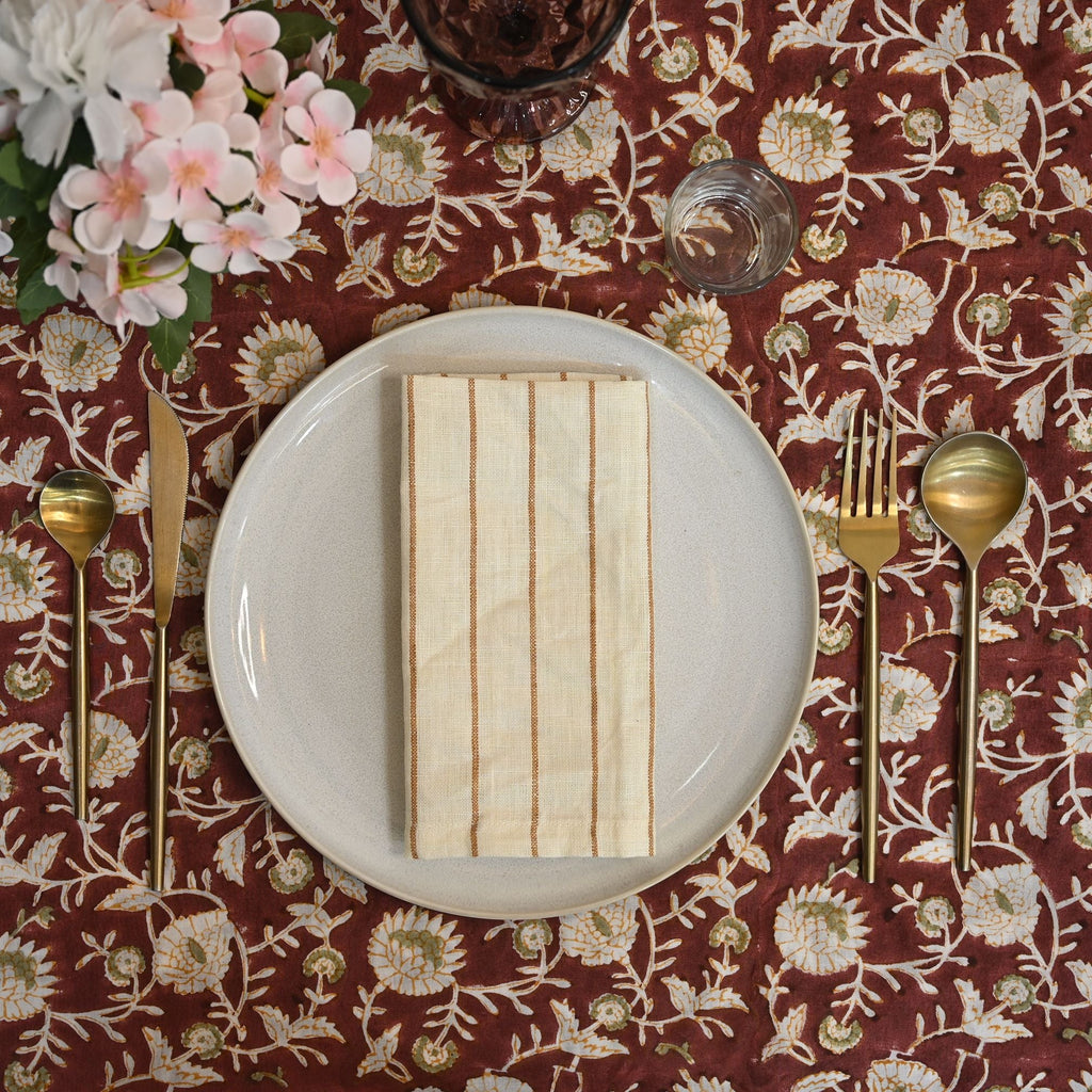 Jude Striped Linen Dinner Napkin