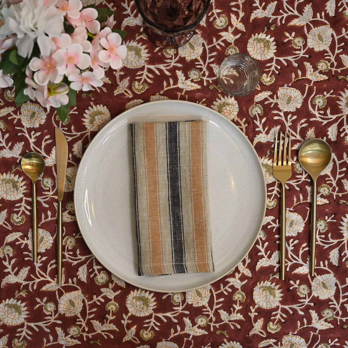 Micah Checked Linen Dinner Napkin