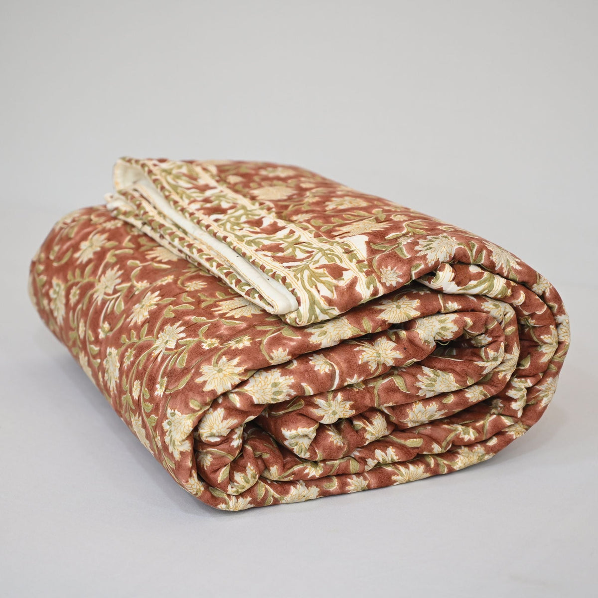 Ariel Floral Hand Block Printed Quilt