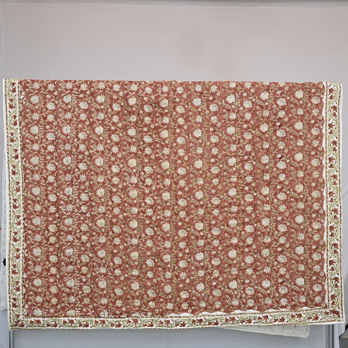 Ariel Floral Hand Block Printed Quilt