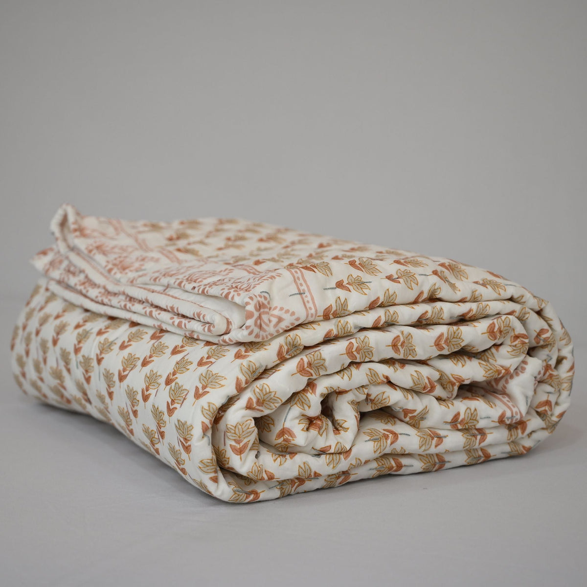 Clara Botanical Hand Block Printed Quilt