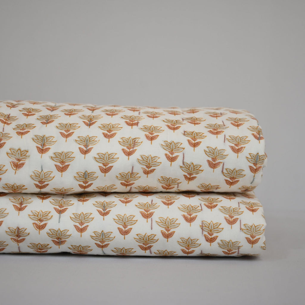 Clara Botanical Hand Block Printed Quilt