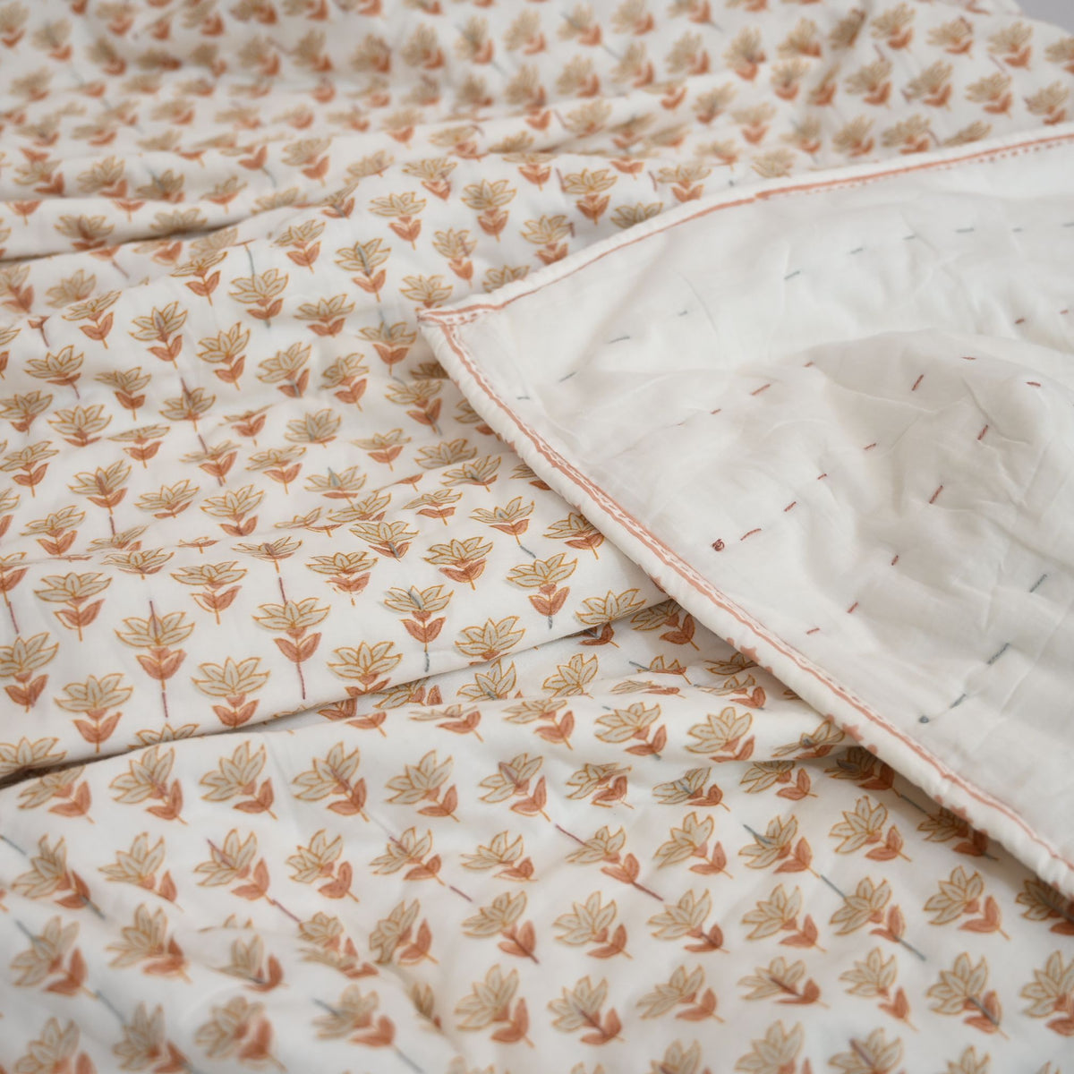 Clara Botanical Hand Block Printed Quilt