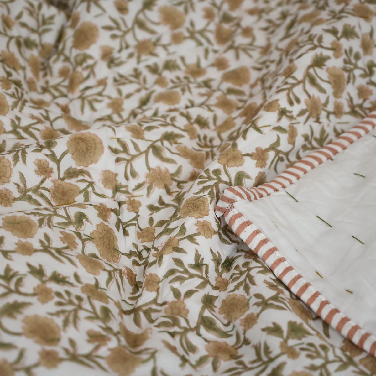 Charity Floral Hand Block Printed Quilt