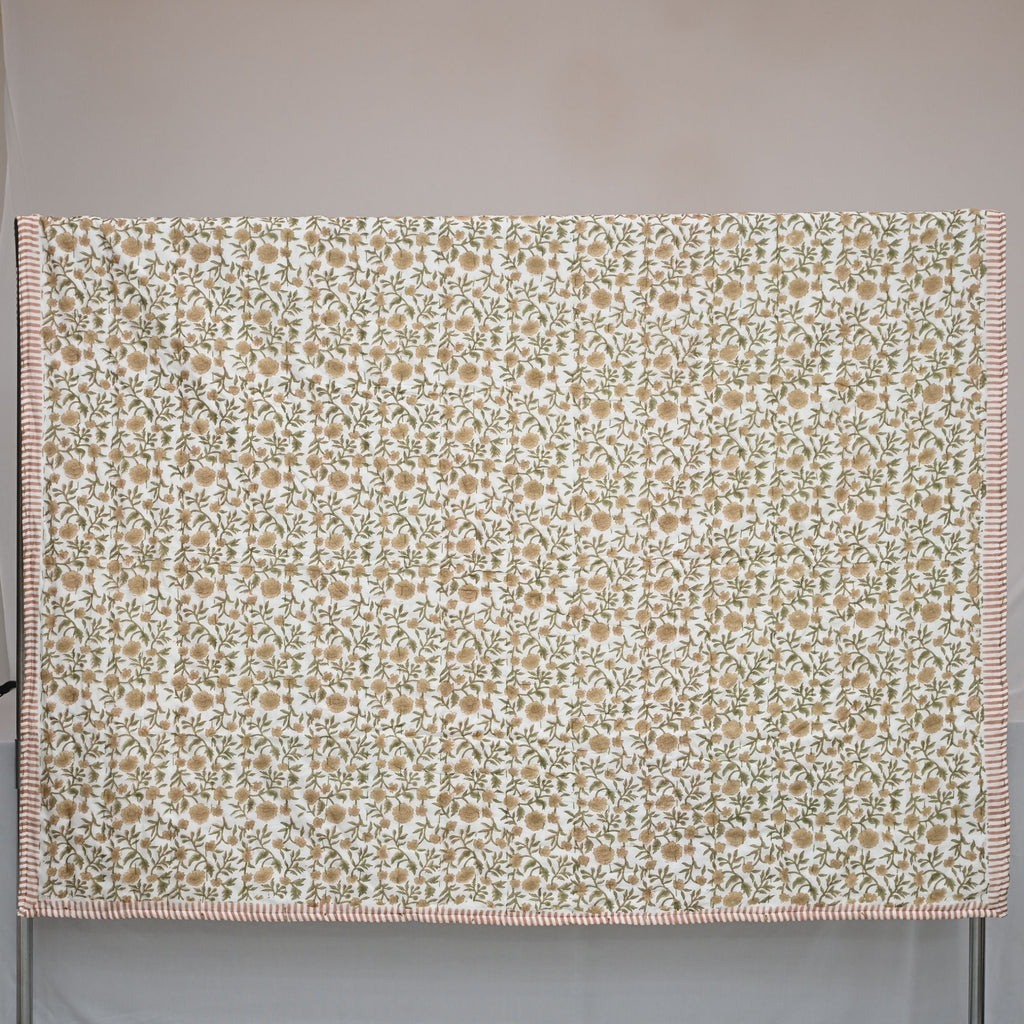 Charity Floral Hand Block Printed Quilt