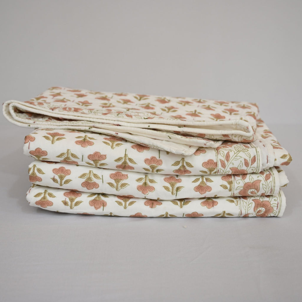 Collen Floral Hand Block Printed Quilt