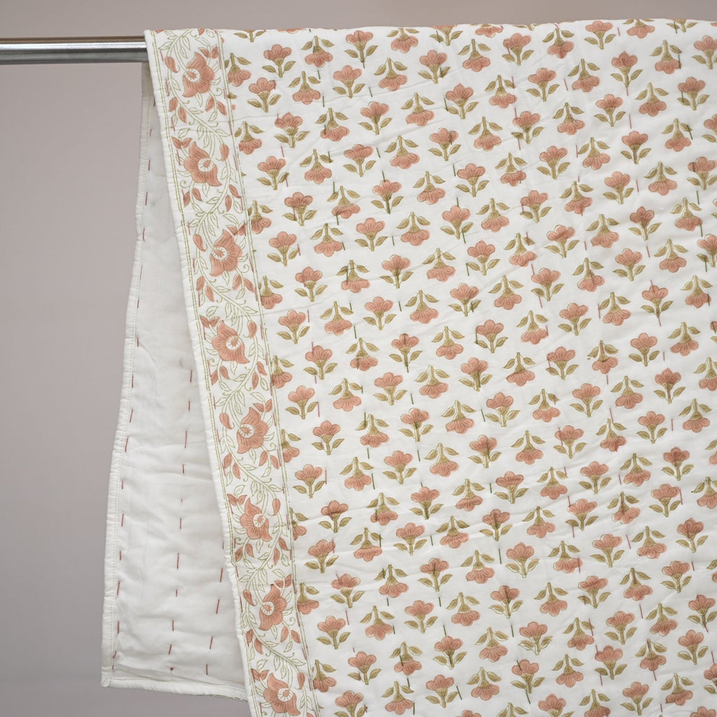 Collen Floral Hand Block Printed Quilt