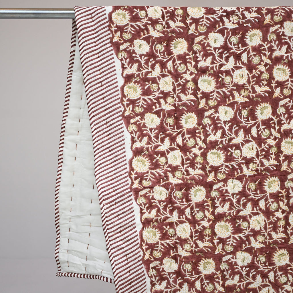 Damian Floral Hand Block Printed Quilt