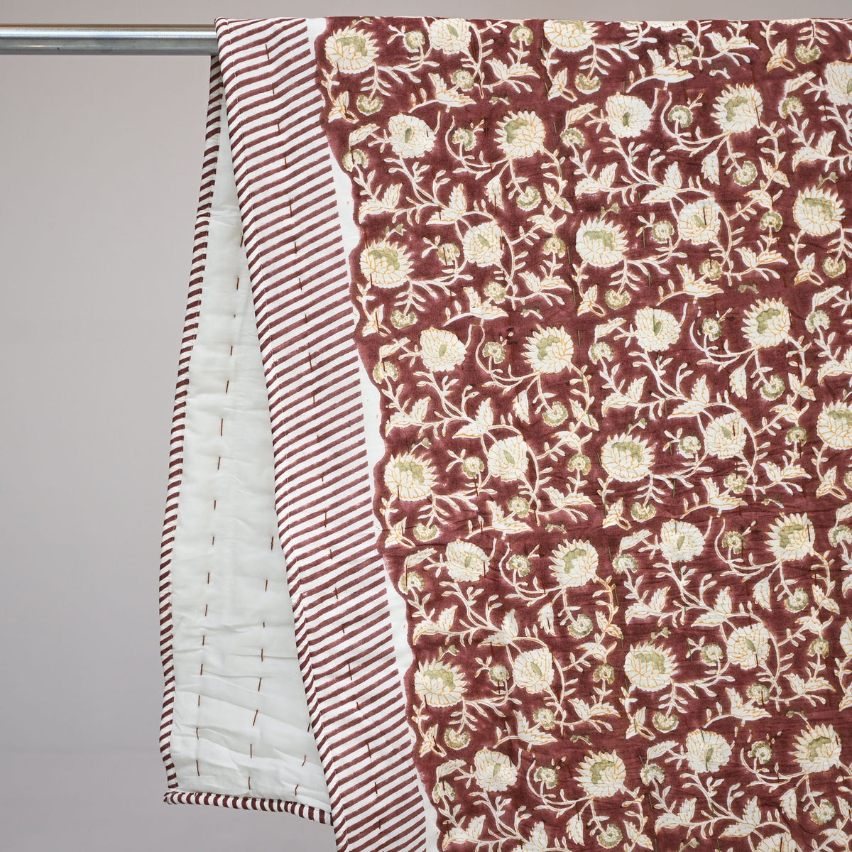 Damian Floral Hand Block Printed Quilt