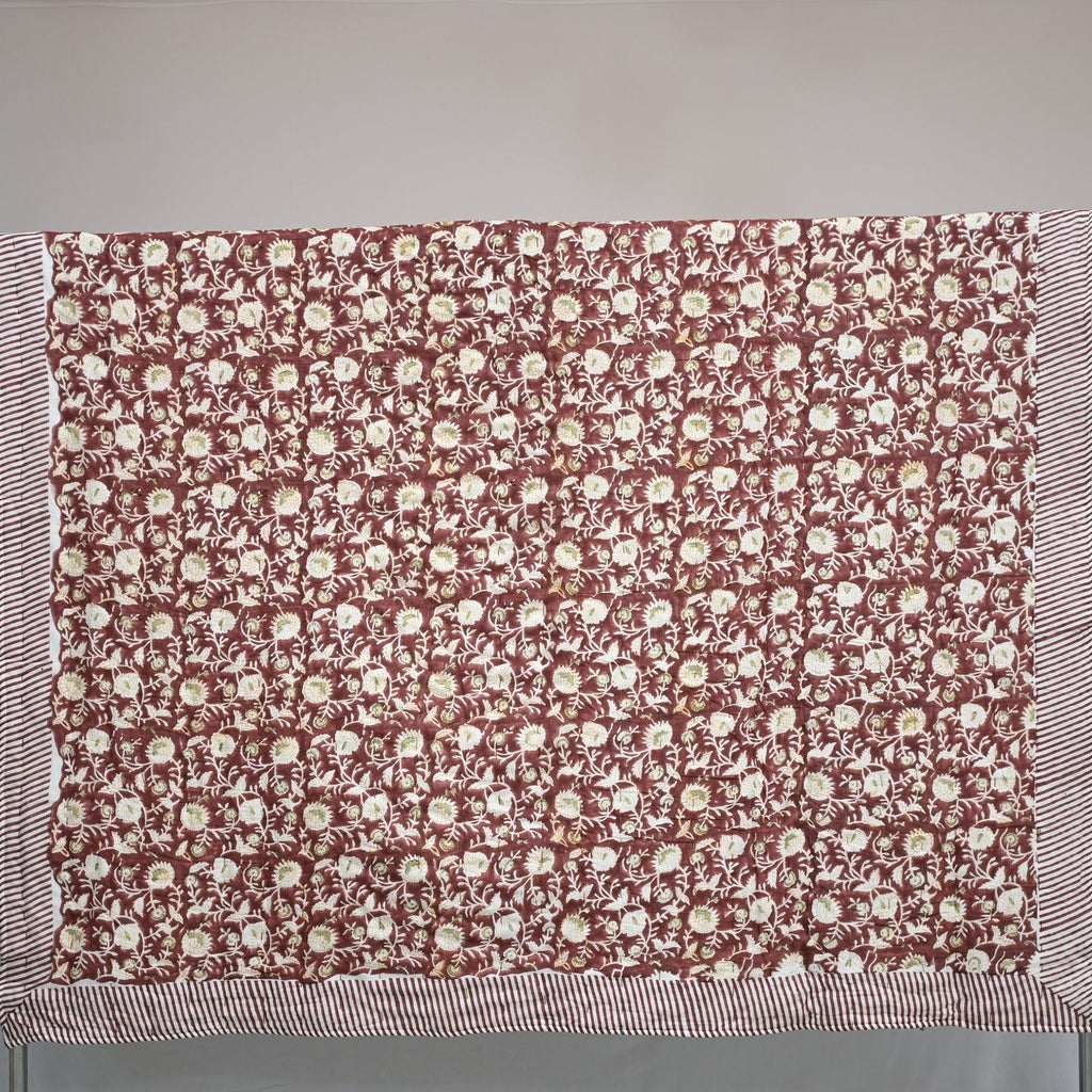 Damian Floral Hand Block Printed Quilt