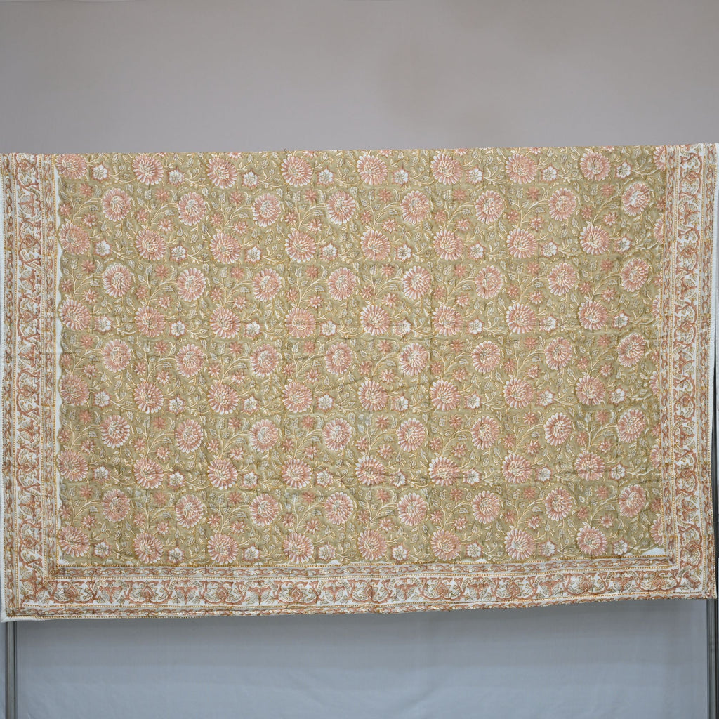Gavin Floral Hand Block Printed Quilt
