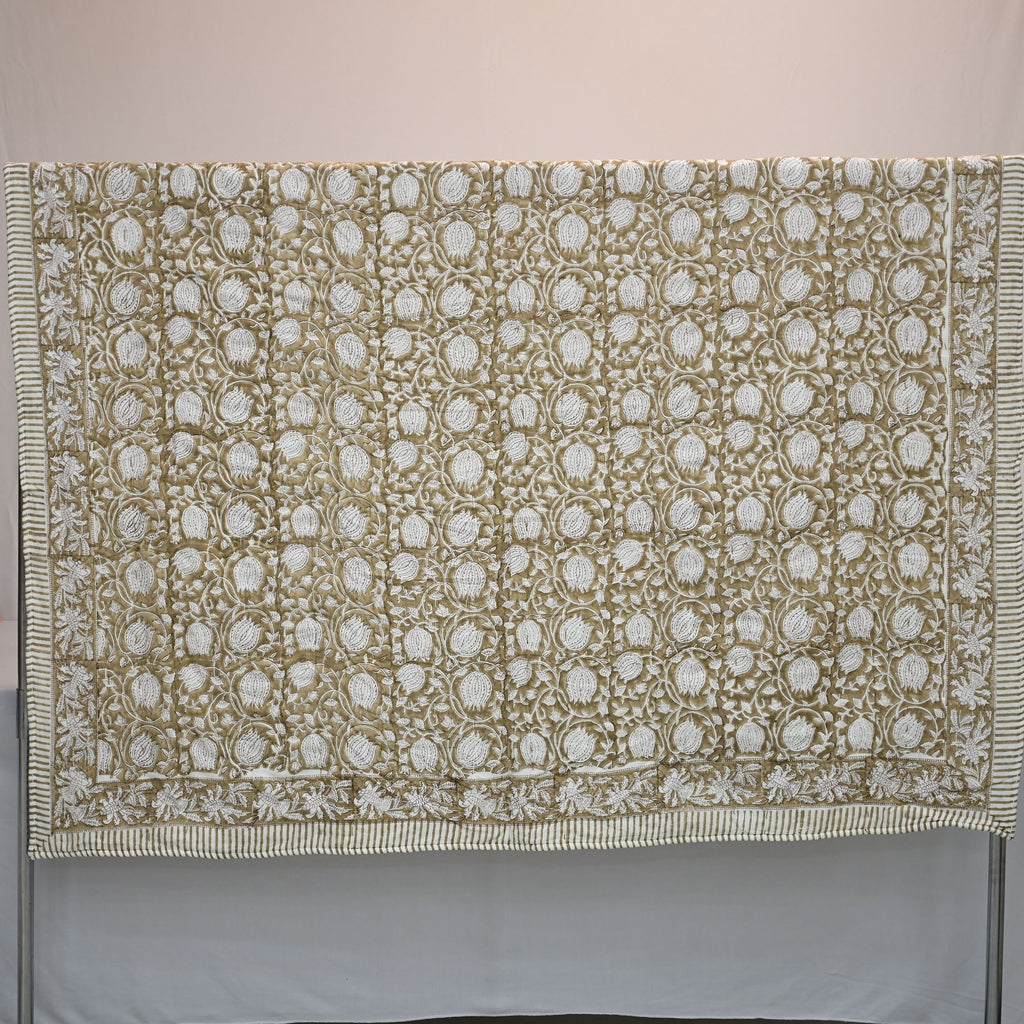 Bennet Floral Hand Block Printed Quilt