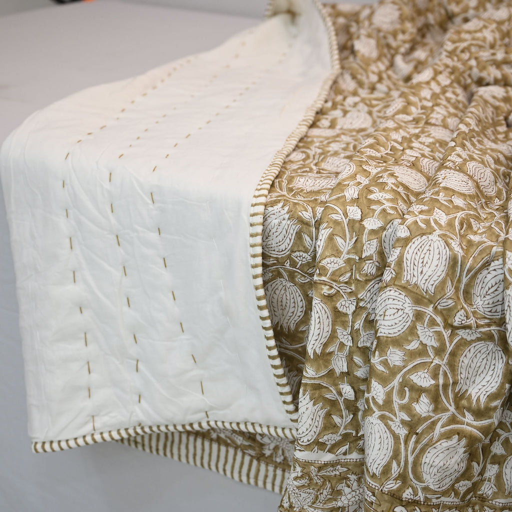 Bennet Floral Hand Block Printed Quilt